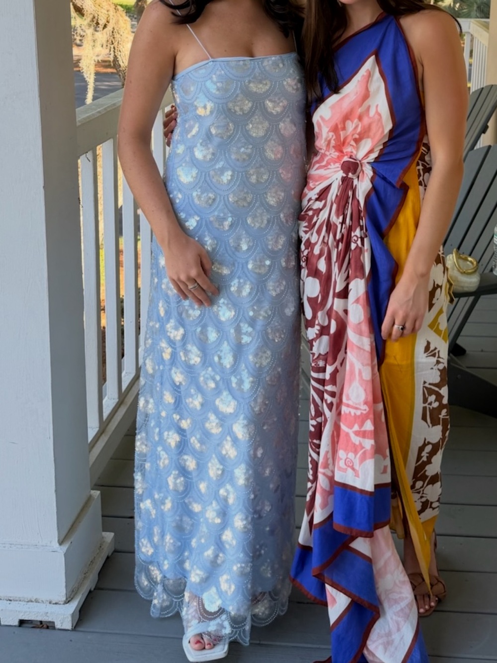 Scallop Sequin Slip Maxi Dress in Light Blue - Picture 2 of 2